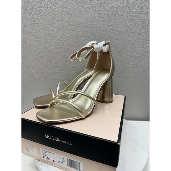 BCBGeneration Womens Patria Sandals SZ 11 Gold Easy Walk Heels Block Strap - Picture 10 of 10